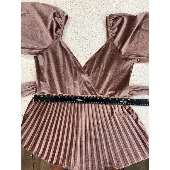 ASOS Maternity Dress Women 8 Velvet Pleat Midi Dusky Pink Holiday Fall Mauve - Picture 10 of 10